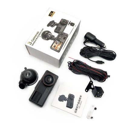 Cross-Border 3-Lens Driving Recorder Three-Lens 2inch Wifi Car Recorder Hd Night Vision Front and Rear Dvr