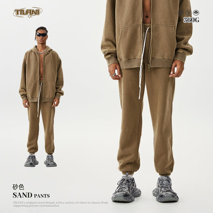 Tilani Men's Sweatshirt and Sweatpants Set Cross-Border Trendy Brand Hoodie Autumn and Winter Velvet Thickeneded Men's Two-Piece Set
