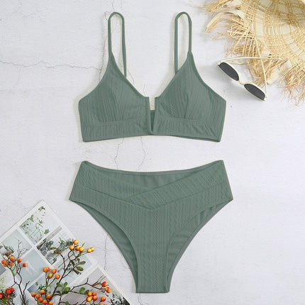 2024 New European and American Bikini Women's Swimsuit High Waist Sexy Swimwear Fashionable Separates Swimsuit Special Material Fabric