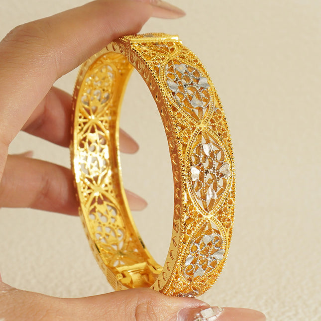 Gold Silver Rose Color Middle East Ethiopian Bangles Dubai Women Fashion Jewelry Bridal Wedding Gift