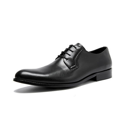 Handmade Brushed Business Formal Men's Leather Shoes British Lace-Up Derby Men's Shoes Cowhide Wedding Shoes Pointed Toe Shoes Men