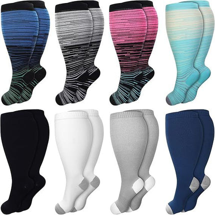 8 pairs of extra fat to increase pressure fat socks extra large socks nylon compression socks Amazon cross-border exclusive
