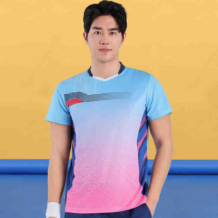 Badminton Clothing Top Men's Short-sleeved Quick-drying Women's Air Volleyball Competition Clothing Training Table Tennis Team Clothing Printing Summer