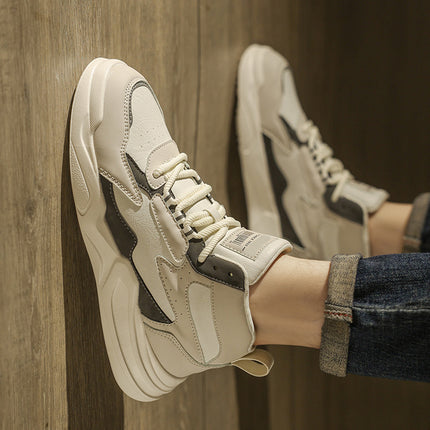 Winter Men's Shoes 2025 New Trendy Versatile Student Casual Sports Sneakers with Fleece High-Top Work Shoes Cotton Shoes