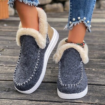 Cross-Border Winter New Thick-Soled Snow Boots for Women, Plus Velvet, Thick Fur, Warm Large Size Cross-Border Sewing Bags, Women's Cotton Shoes