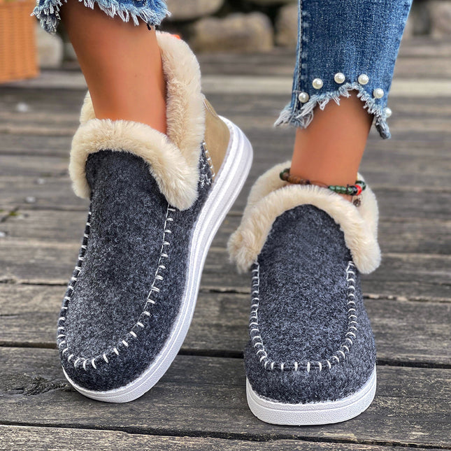 Cross-Border Winter New Thick-Soled Snow Boots for Women, Plus Velvet, Thick Fur, Warm Large Size Cross-Border Sewing Bags, Women's Cotton Shoes