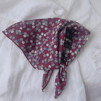 New 58x58cm% cotton small square scarf women's small floral scarf hair band Korean style Net red scarf decoration