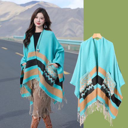 Qinghai Xizang Chaka Salt Lake Tourism Super-large Shawl Female Ethnic Style Thickened Cloak Office Air-conditioned Room Blanket