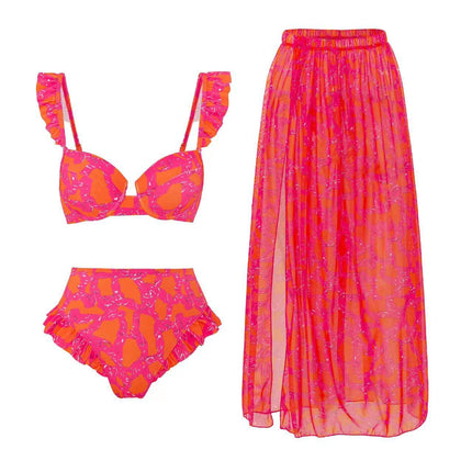 European and American one-piece swimsuit bikini suit bikini conservative belly-covered beach skirt chiffon wrap skirt hot spring swimsuit