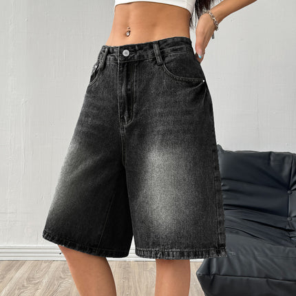 Cross-Border Trade Amazon European and American Source Factory Wholesale Black Denim Shorts Women's Casual Washed Five-Point Shorts