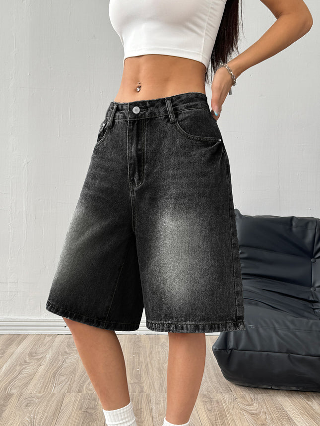 Cross-Border Foreign Trade Amazon European and American Source Factory Wholesale Denim Shorts Women's Loose Casual Wide-Leg Knee-Length Shorts