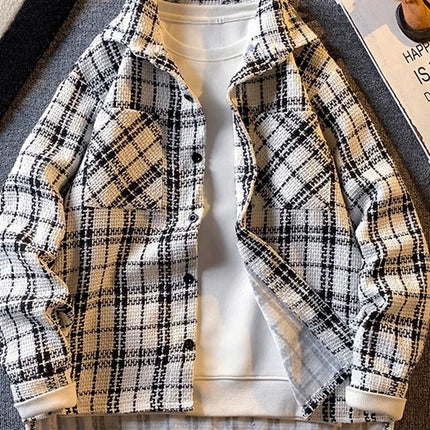 American retro houndstooth small fragrant style woolen coat high-end feeling ruffian handsome lapel jacket home figure# XXF024