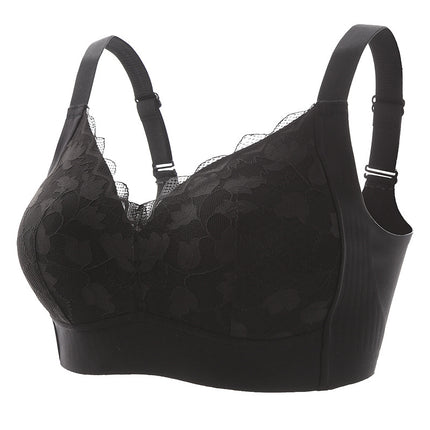 Breathable Hole Cup Large Size Full Cup Sexy Lace Intimates for Women with Big Breasts Showing Small Soft Support Anti-Sagging Thin Bra
