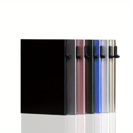 Rfid Metal Men's Card Holder Simple Ultra-Thin Bank Card Protective Cover Aluminum Alloy Side Push One-Click Card Anti-Theft Brush