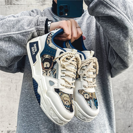 Men's Shoes Autumn Casual Design Niche Sneakers Youth Sports Thick-Soled Heightening Canvas Trendy Shoes