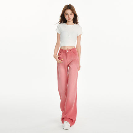 High-Waisted Distressed Stretchy Non-Stick Leg Bootcut Pants for Women Summer New Loose Slimming Drapey Versatile Flared Jeans