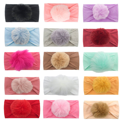 2023 new children's seamless hair band Europe and the United States new baby nylon fur ball headscarf baby hair band
