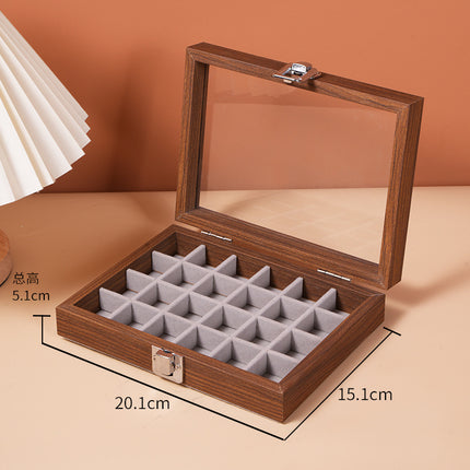Black Walnut Wood Grain Dustproof Jewelry Box with Lid Bracelet Bracelet Ring Earrings Necklace Box Jewelry Storage Box