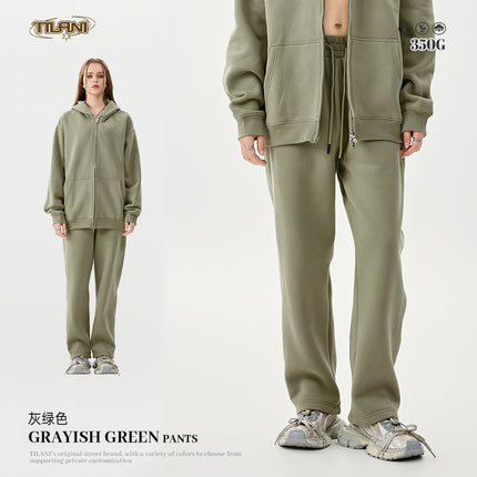 Tilani Men's Autumn and Winter Velvet Thickeneded Hooded Cardigan Sweatshirt Sweatpants American Fashion Brand Youth Hoodie Suit