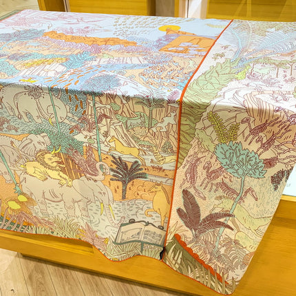 Fubao Rainforest Double-Sided Heterochromatic Silk Wool Large Square Scarf Autumn and Winter Warm Velvet Silk Wool Scarf Women's Shawl
