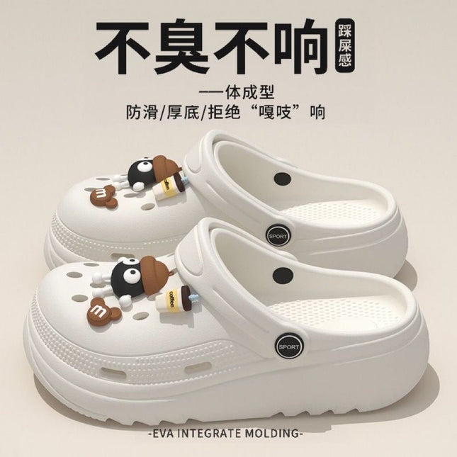No Stinky No Sound Thick Bottom Coal Ball Cartoon Height Increasing Outer Wearing Hole Shoes Women's Beach Summer New Style Baotou
