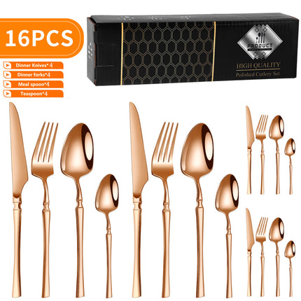 Cross-border Amazon stainless steel tableware suit 16/24 piece set small waisted western steak knife, fork and spoon suit