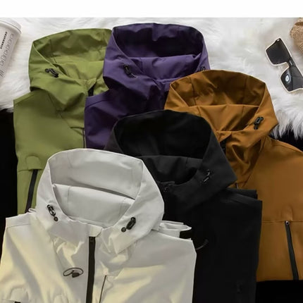 American-Style Functional Men's Jacket, Autumn Loose Mountain-Style Outdoor Work Hooded Jacket, Trendy Outdoor