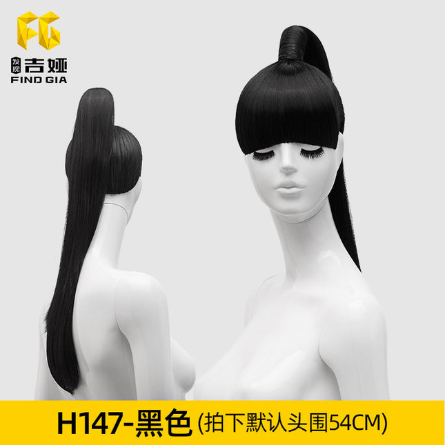 Find Giya wig props window model wearing wig display display black Brown high ponytail series