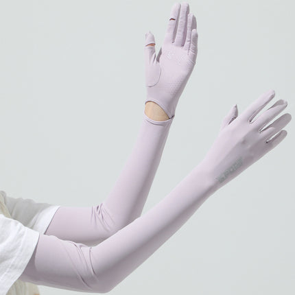 Summer sunscreen UV ice sleeve extended ice sleeve female nylon ice silk outdoor riding sunscreen gloves wholesale