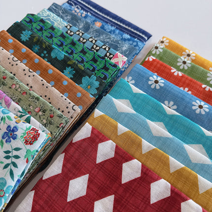 2025 Spring and Summer New Cotton Small Square Soft Printed Scarf Neck Protecting Small Scarf Sunscreen Headscarf Hair Belt Women