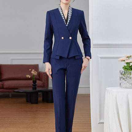 High-end Suit suit Female Spring and Autumn Professional Temperament Goddess Fan Hotel Manager Front Desk Reception Beauty Salon Overalls
