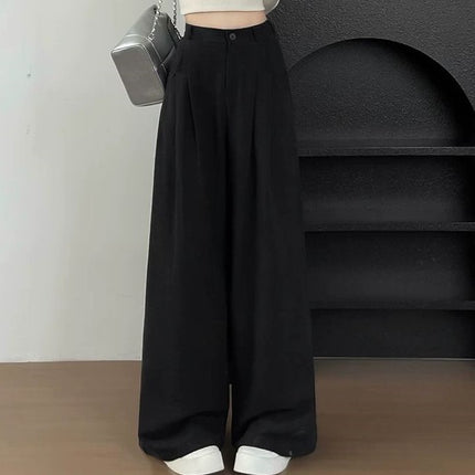 Cool Summer Thin Drapey Ice-Cold Suit Wide-Leg Pants for Women Straight Loose Floor-Length Pants Yamamoto Pants