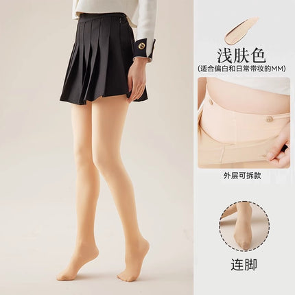 Women's Autumn and Winter Pantyhose with Natural Light Leg Effect, Fleece-Lined, Thickened, Anti-Snag, Sheer Color, Suitable for Wearing Outside, Leggings