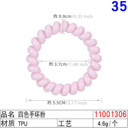 Outer Diameter 4cm Black Phone Cord Hair Tie Korean Hair Tie Hair Rope Transparent White Rubber Band Wire Coil Headwear