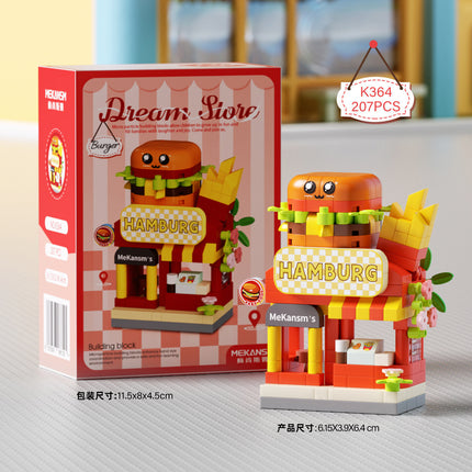 Compatible with Lego City Architecture Street View Hamburg Coffee Flower Shop Small Shop Building Blocks Children's Educational Toys Gifts