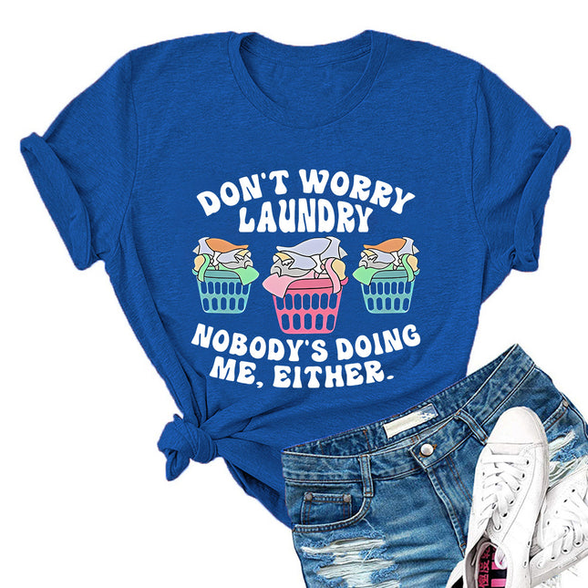 Women Loose Print Crewneck Short Sleeve T-Shirt 6 Colors S-XXL / T-Shirt Femme Imprimé Col Rond Manches Courtes Ample 6 Couleurs S-XXL