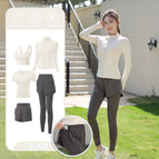 Beige [short sleeve] five-piece set (khaki brown pants) upgraded version---crazy sale / M