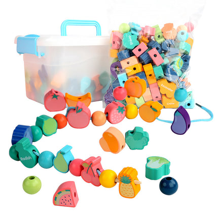 Wooden Beads for Children 1~4 Years Old Baby Enlightenment Wearable Rope Large Particles Early Education Toys Training Mentation