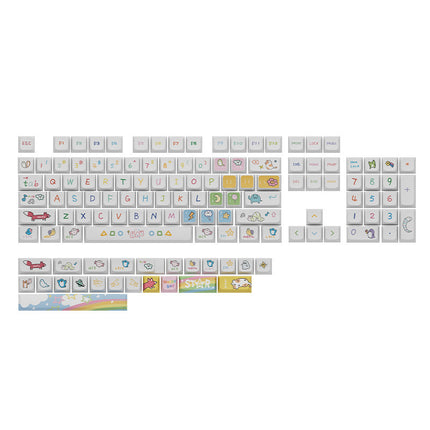 XDA Height Pacha Dog Theme Pattern Yellow Green Keycap Thermal Sublimation Mechanical Keyboard Cap Small Full Set PBT Keycap