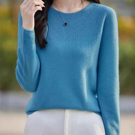 First-Line Garment Knitwear Women's Round Neck Hollow Pullover Base Shirt Autumn and Winter Inner Loose Long-Sleeved Outer Wear Sweater