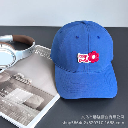 2025 New Korean Style Sweet Little Flower Baseball Cap for Women with Wide Brim and Face-Showing Duck Cap with Little Expert Hat