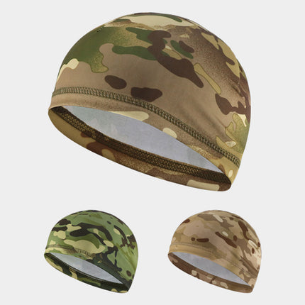 Camouflage ice silk riding cap summer men's motorcycle helmet headgear sunscreen breathable windproof helmet lining cross-border