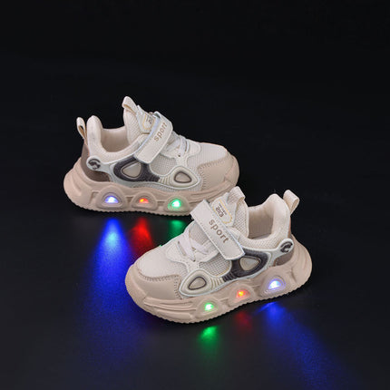 2025 Spring and Summer Double Net Shoes with Light-up Light-up Light-up Shoes for Boys 1-3-5 Years Old Running Shoes Baby Toddler Shoes for Girls