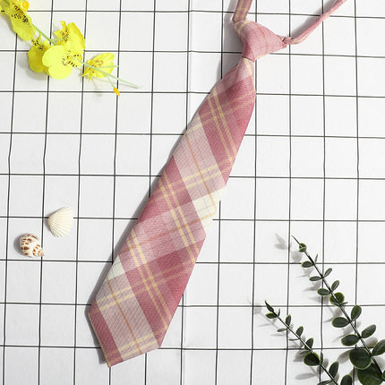 JK Small Tie Women's College Style Lazy Japanese Style Plaid Uniform Shirt Tie Student ins Men's and Women's Short Free Tie