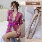 Purple + black fishnet stockings / S