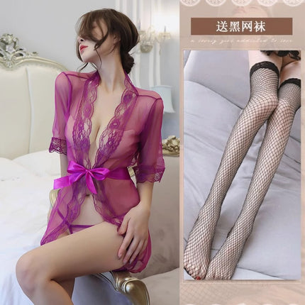 Pajamas, Feminine Bathrobes, Transparent Nightgowns, Women's Pure Lust Mesh Jackets, Adult Summer Cardigans, Thin Ultra-Short Straps