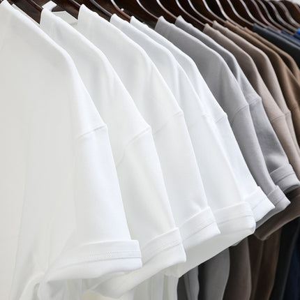 Sanben needle 300g heavy T-shirt cotton drop shoulder European size loose national fashion youth cotton round neck T-shirt custom printing