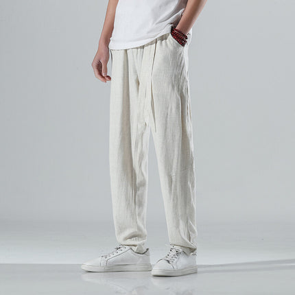 2025 Spring New Cross-Border Chinese Style Men's Casual Pants Linen Japanese Harem Pants Lantern Pants National Trend Loose Men's Pants