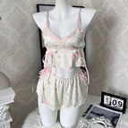 Pink floral two-piece set / M【80-100】
