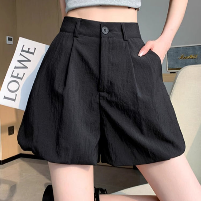 Summer New Versatile High-Waisted Wide-Leg Shorts Loose Slimming A-Line Hot Pants Casual Cargo Shorts